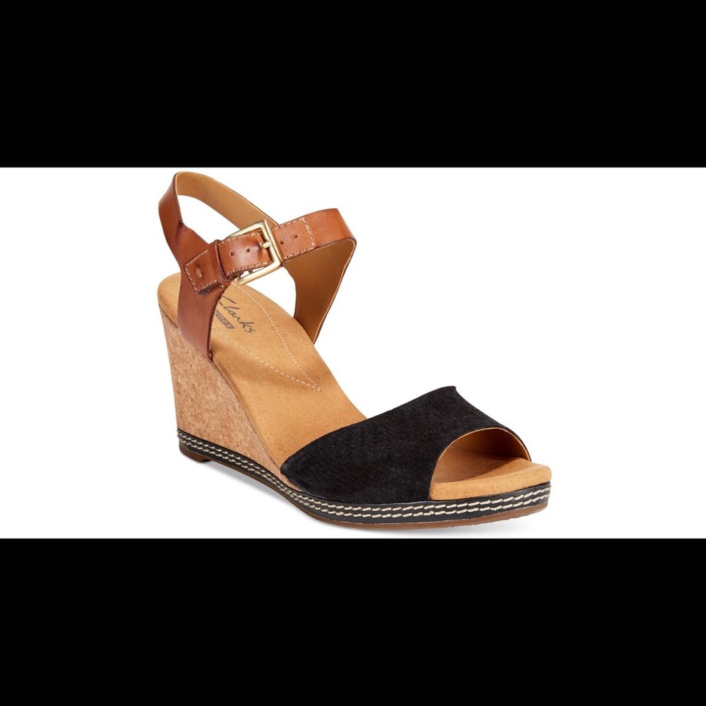 Clarks Helio Jet Ankle Strap Wedge Sandal 8.5
